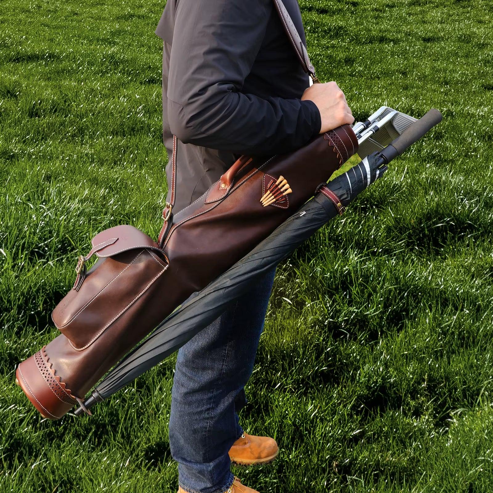 Microfiber Leather Golf Club Carry Bag Vintage Pencil Style - Universal Wellness Group Pty Ltd