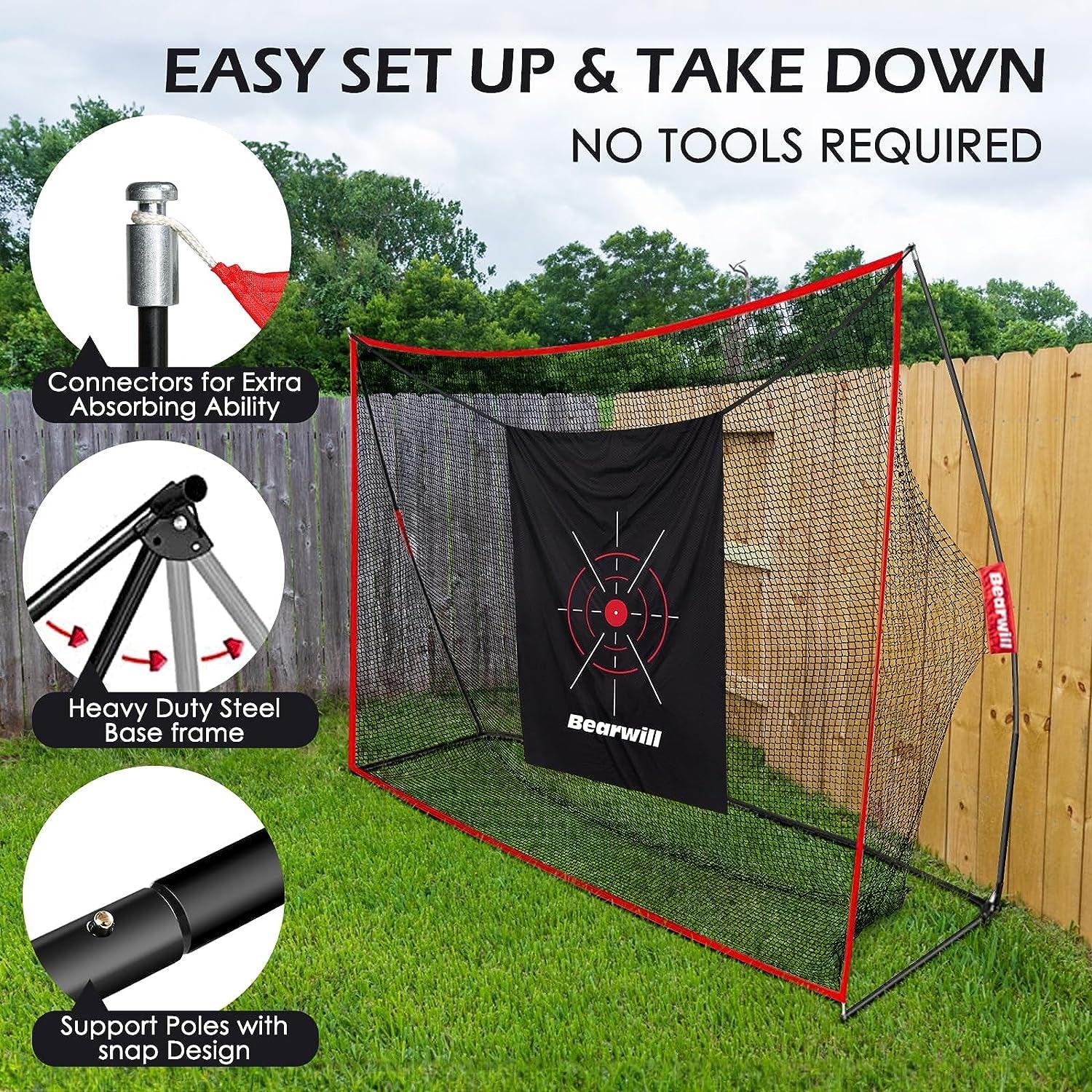 Golf Net, 10X7Ft Heavy Duty Golf Practice Net with Golf Mat, Target Cloth, 8 Golf Tees, 6 Golf Balls, Carry Bag, Golf Training Net for Backyard Driving Chipping Indoor Outdoor Training - Universal Wellness Group Pty Ltd
