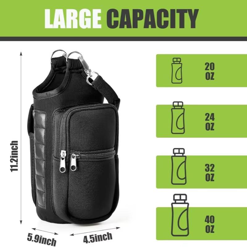 Magnetic Water Bottle Holder Gym Water Bottle Carrier Bag with Phone Pocket Handle Shoulder Strap 6 Built-In Magnets Water Bottle - Universal Wellness Group Pty Ltd