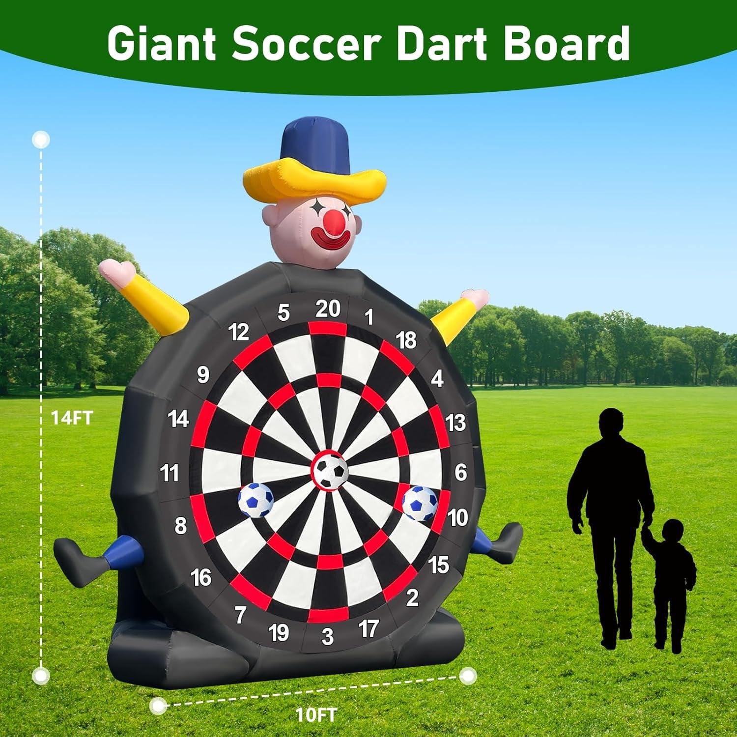 13Ft Inflatable Soccer Dart Board Giant Kickball Dartboard Soccer Darts with 350W Blower for Outdoor Yard Gym Camp Sport Games 8 Golf Balls, 2 Kickball - Universal Wellness Group Pty Ltd