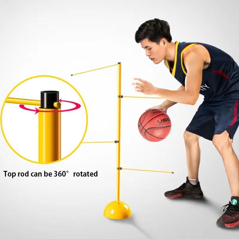 Agile Reaction Basketball Dribble Trainer Adjustable Dribbling Training Equipment Easy to Assemble Foldable Trainer Rods - Universal Wellness Group Pty Ltd