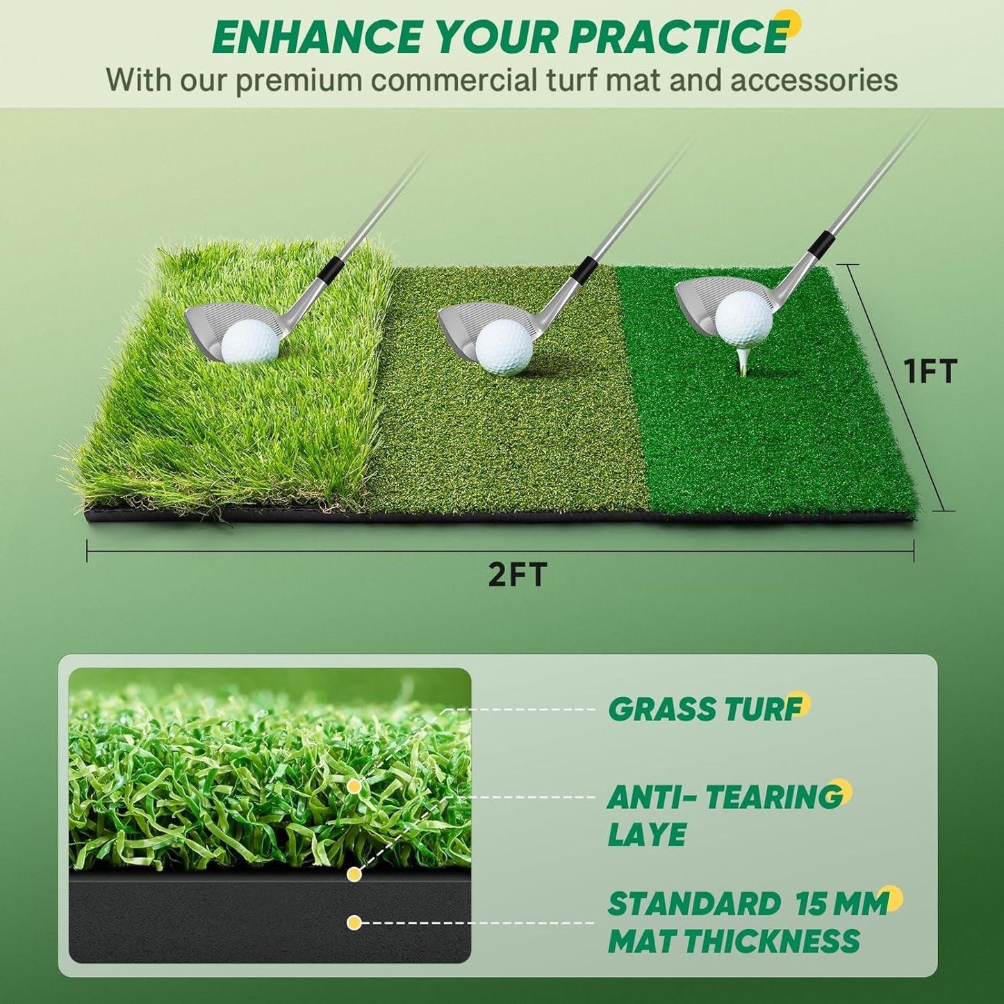 Golf Net, 10X7Ft Durable Golf Practice Net for Backyard Driving & Garage - All-In-1 Golf Hitting Net with Golf Mat, 9 Golf Balls, 9 Golf Tee, and Carry Bag for Training - Universal Wellness Group Pty Ltd