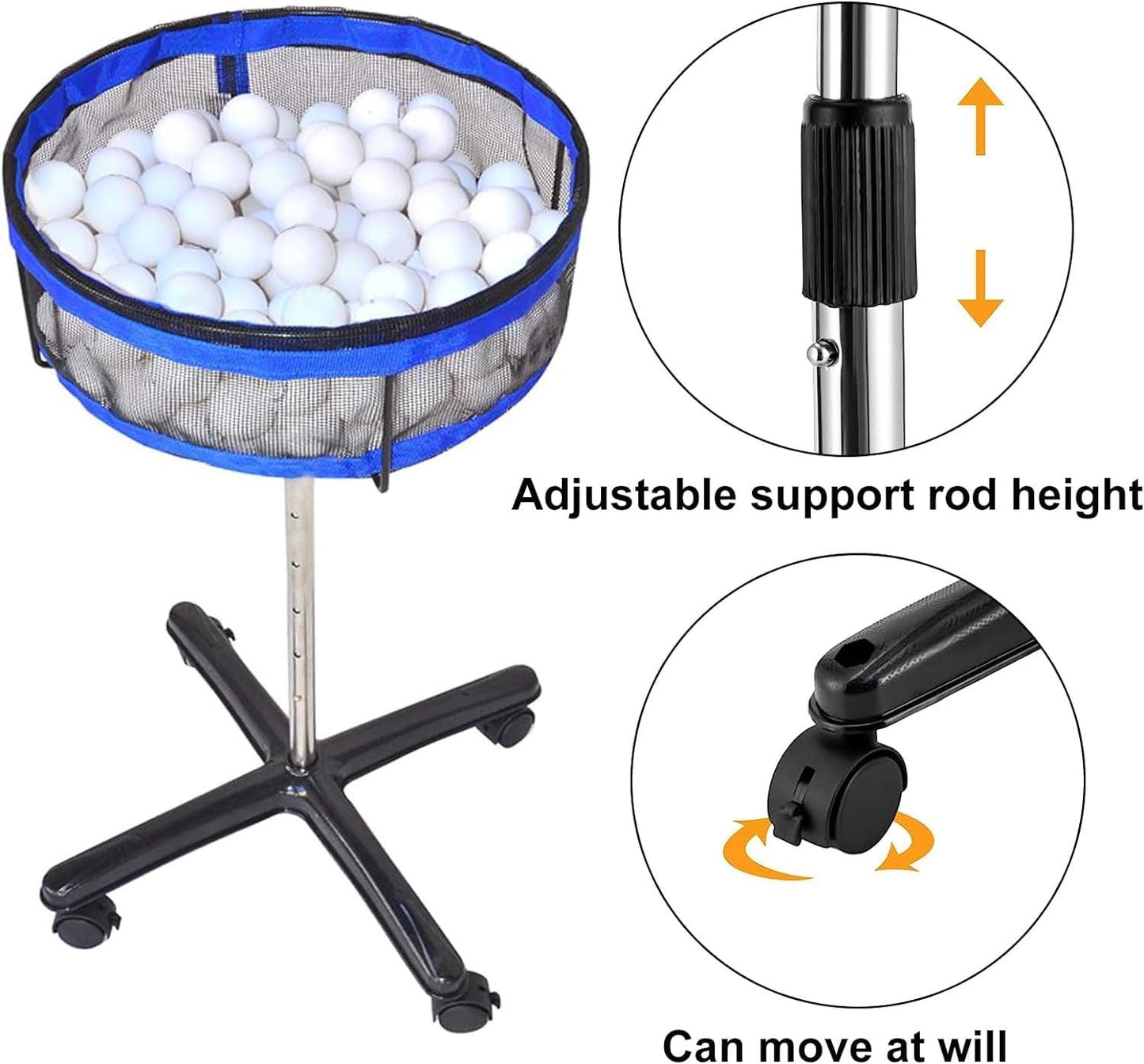 Removeable Table Tennis Storage Multi-Ball Collector Holder Adjustable Height Pickleball Collection Basket for Training - Universal Wellness Group Pty Ltd