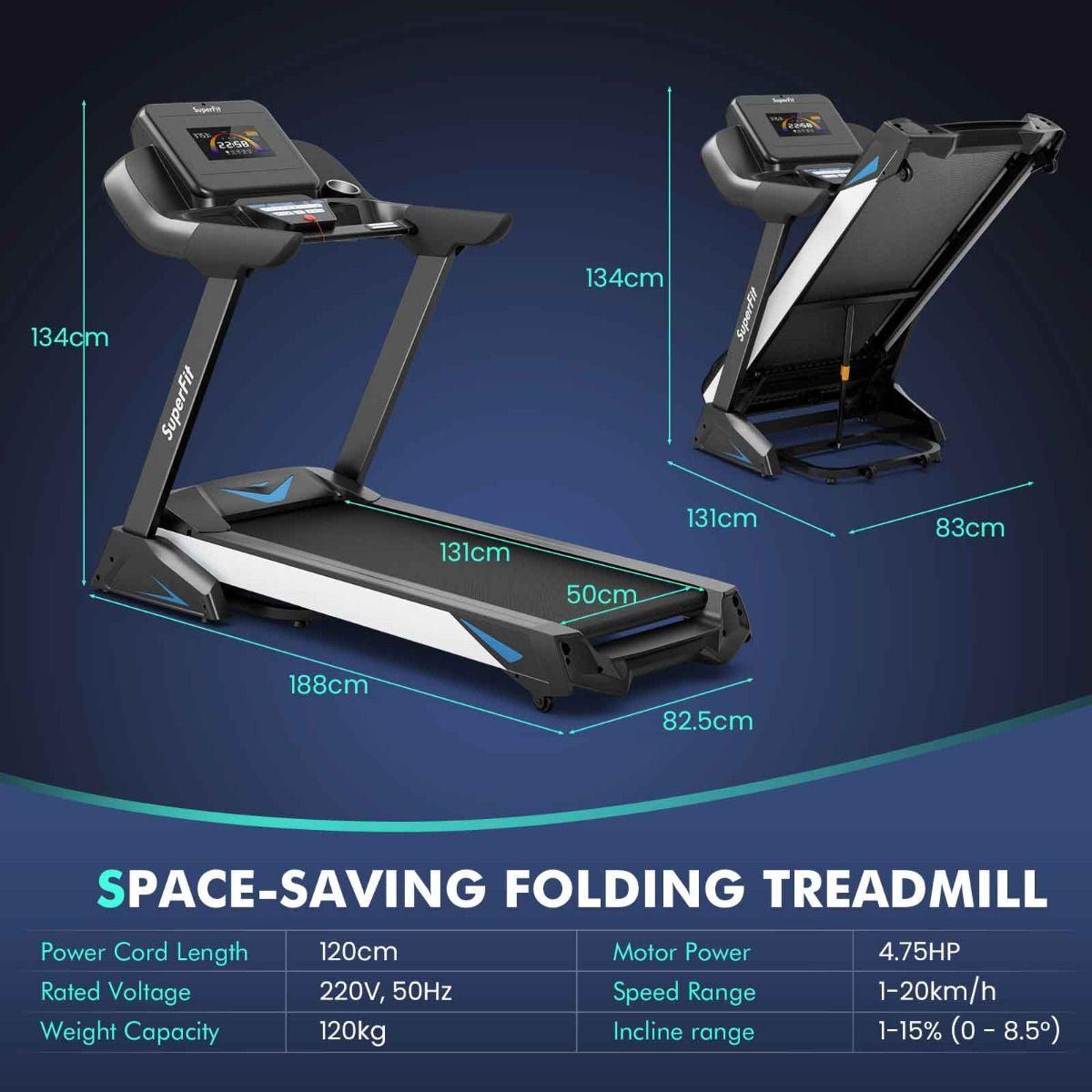 4.75 HP Treadmill with APP and Auto Incline for Home & Apartment - Universal Wellness Group Pty Ltd