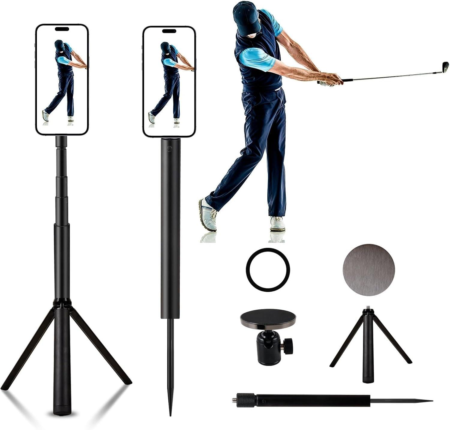 Golf Tripod & Monopod, Magnetic Golf Swing Phone Holder 54" Adjustable Aluminum, Golf Swing Training Aid Compatible with Magsafe Iphone Android Phones Camera Gopro - Universal Wellness Group Pty Ltd