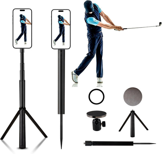 Golf Tripod & Monopod, Magnetic Golf Swing Phone Holder 54" Adjustable Aluminum, Golf Swing Training Aid Compatible with Magsafe Iphone Android Phones Camera Gopro - Universal Wellness Group Pty Ltd