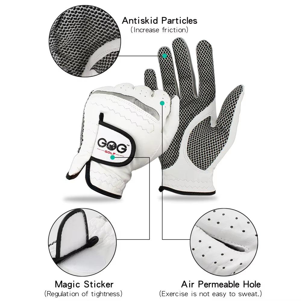 Genuine Leather Golf Gloves Men'S Left Right Hand Soft Breathable Pure Sheepskin Golf Gloves Golf Accessories - Universal Wellness Group Pty Ltd