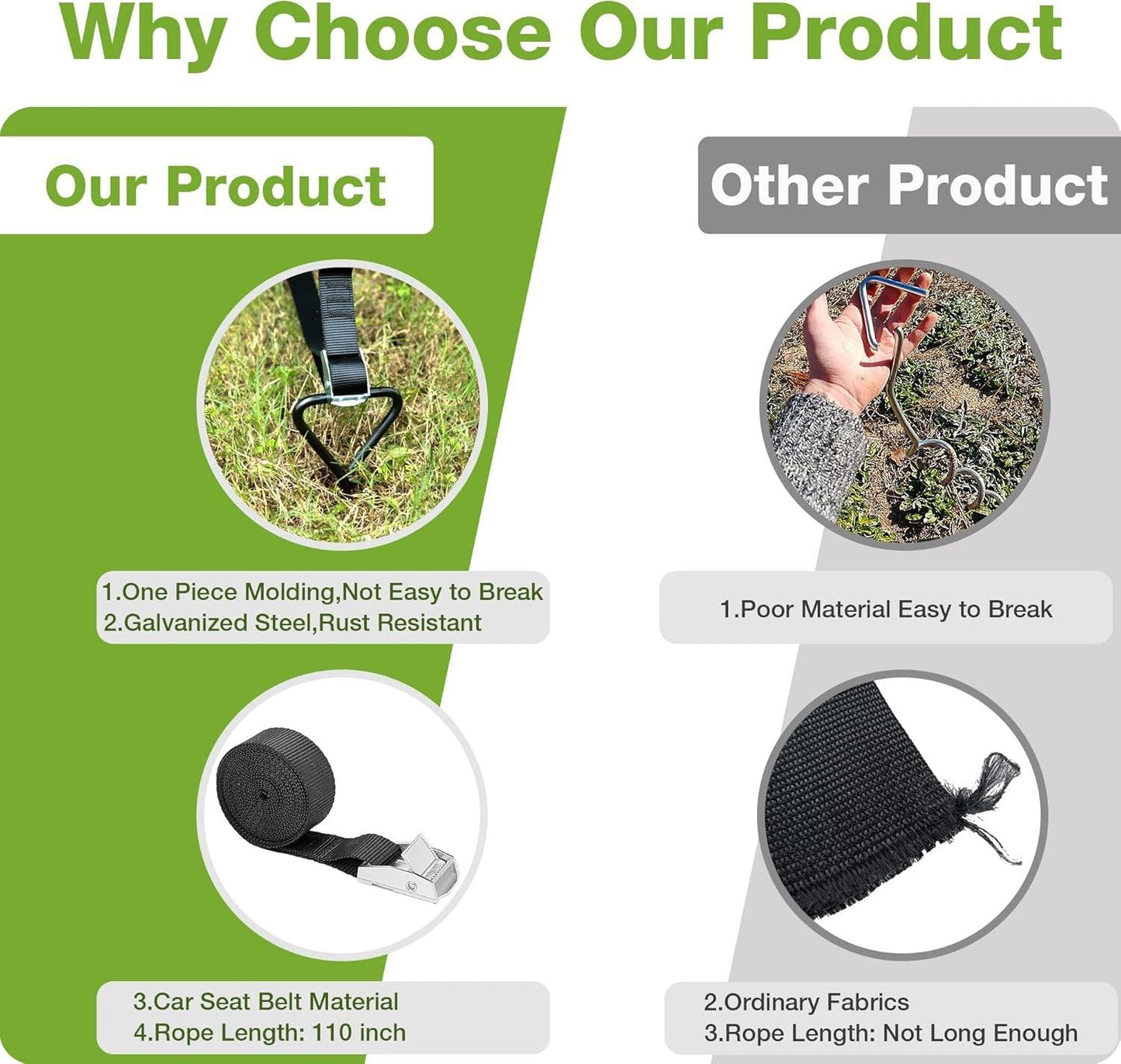 Ground Stakes Heavy Duty Strong and Galvanized Steel Corkscrew High Wind Anchor Kit - Universal Wellness Group Pty Ltd