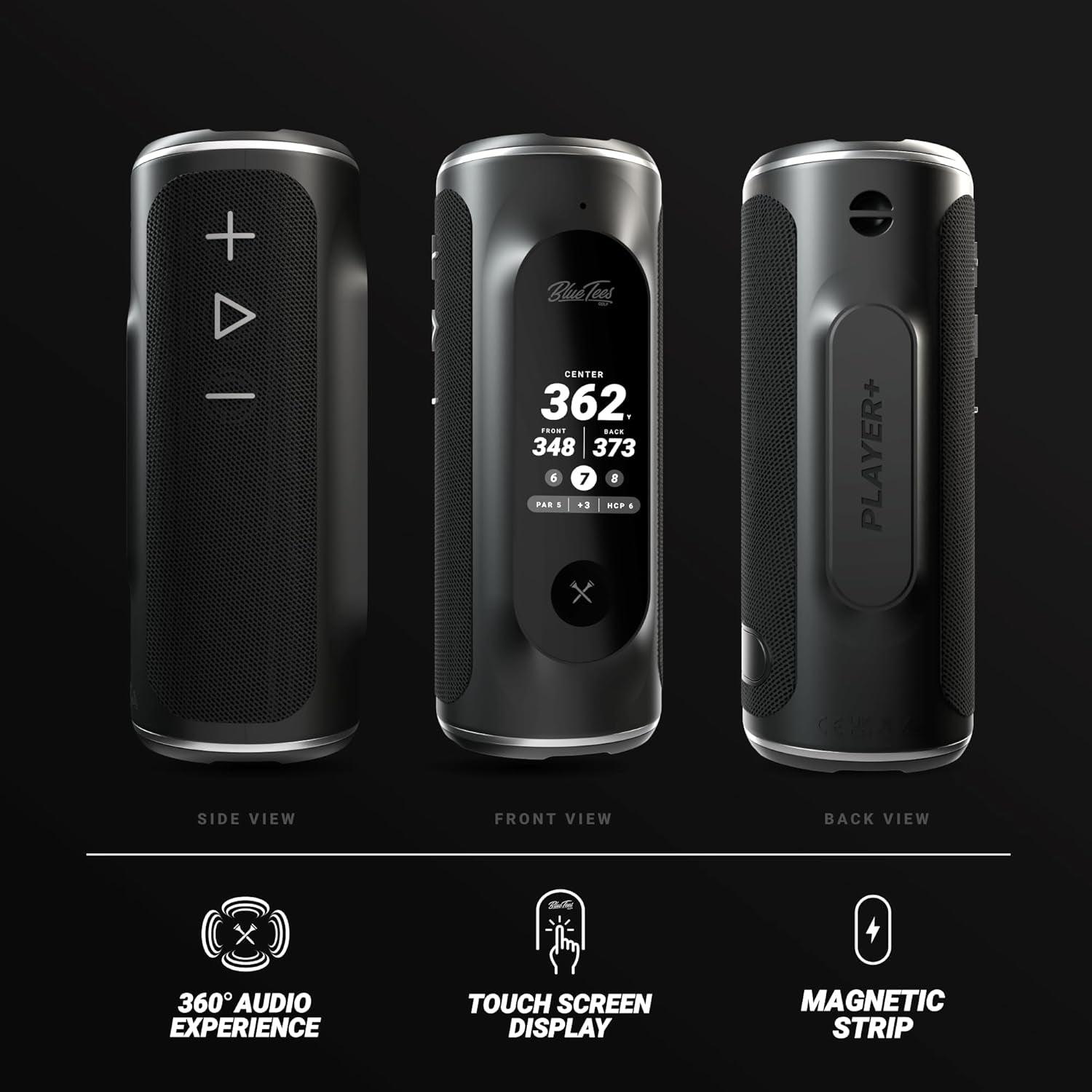 Player+ GPS Speaker with Touch Screen Display, 10+ Hours Battery, 40,000+ Courses, Visual + Audible Distance, Hazard Distance - IPX7 Waterproof (Navy) - Universal Wellness Group Pty Ltd