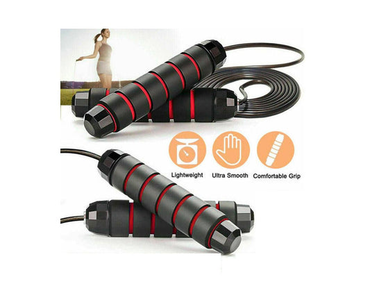 Steel Wire Skipping Rope for Training - Non-Load Bearing Fitness Equipment for Men and Women in Red and Black - Universal Wellness Group Pty Ltd