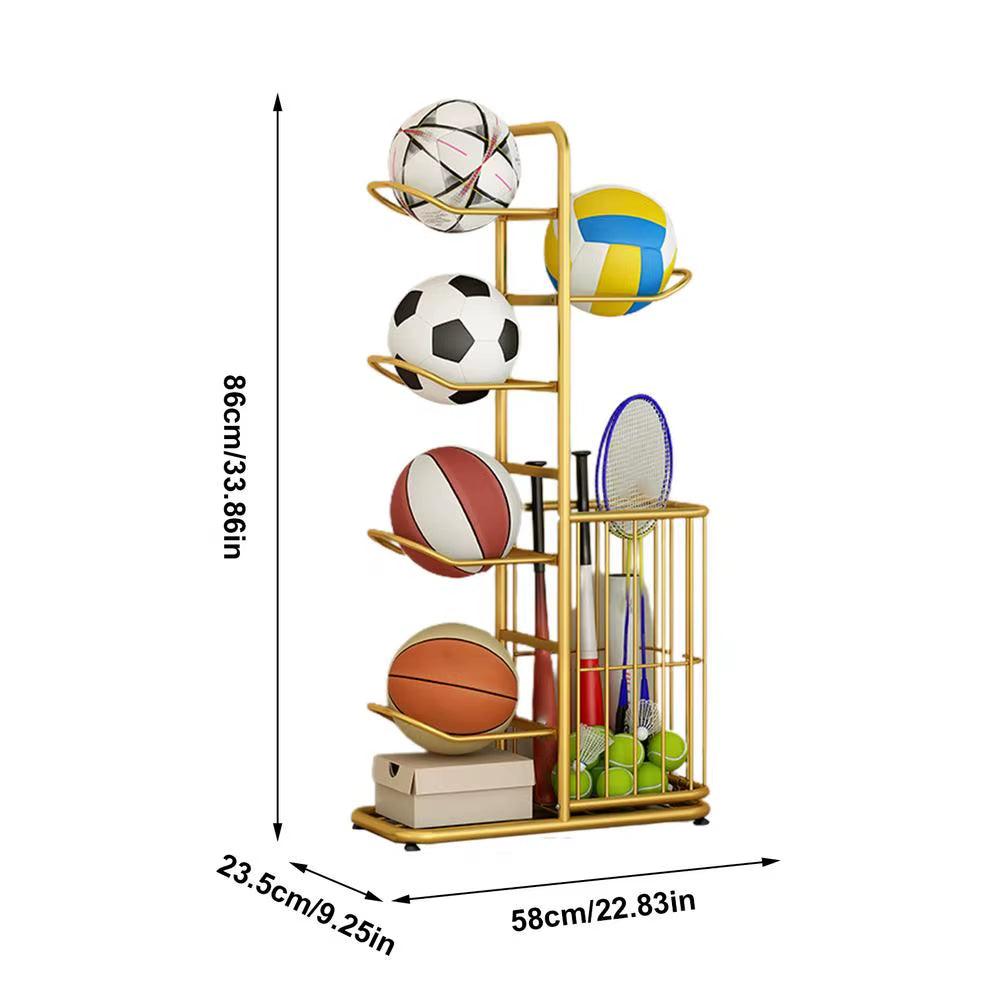 Ball Rack Vertical Basketball Ball Organiser Multilayer Metal Storage Rack - Universal Wellness Group Pty Ltd