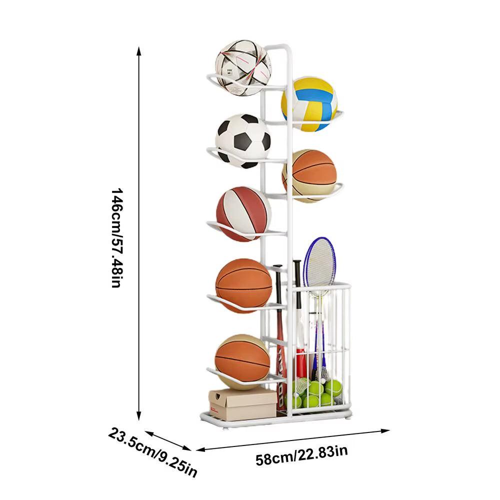 Ball Rack Vertical Basketball Ball Organiser Multilayer Metal Storage Rack - Universal Wellness Group Pty Ltd