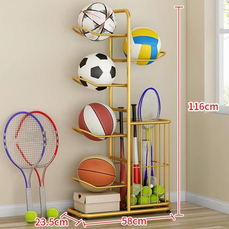 Ball Rack Vertical Basketball Ball Organiser Multilayer Metal Storage Rack - Universal Wellness Group Pty Ltd