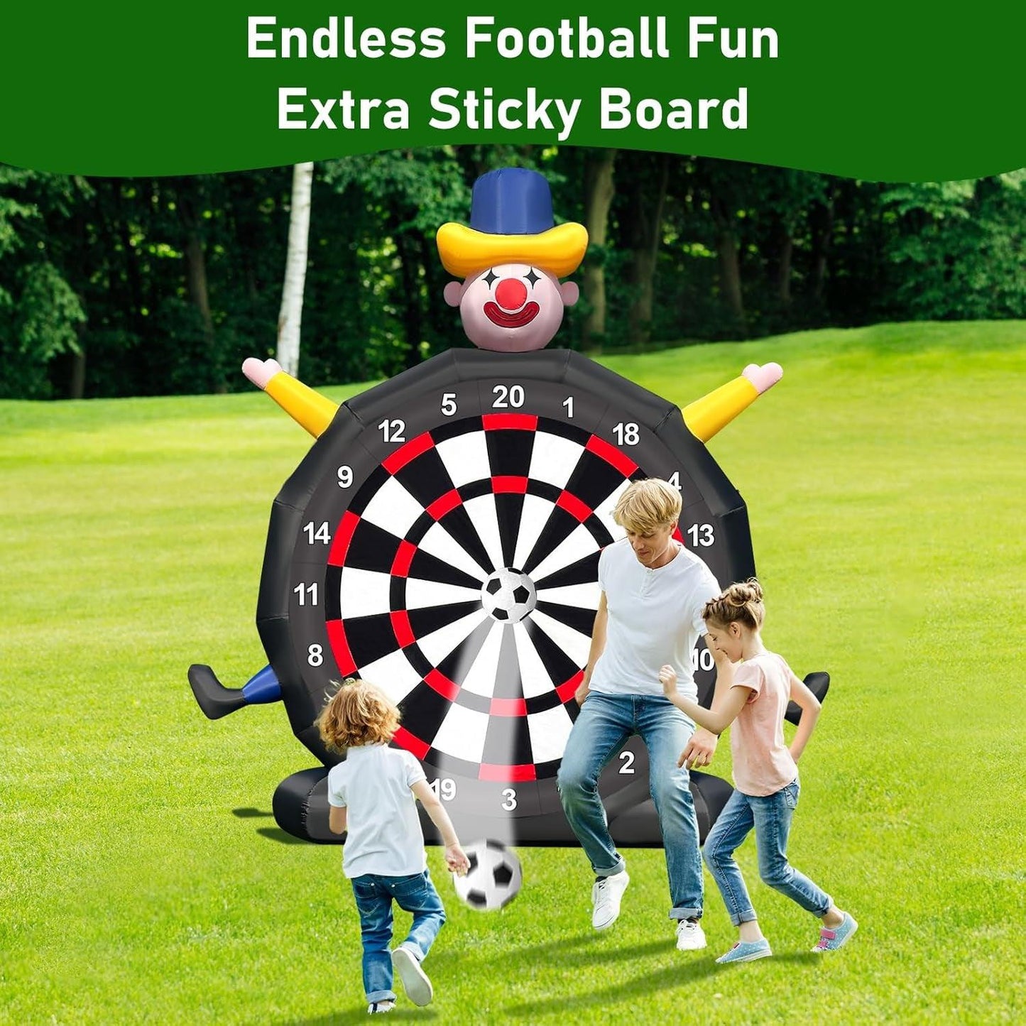 13Ft Inflatable Soccer Dart Board Giant Kickball Dartboard Soccer Darts with 350W Blower for Outdoor Yard Gym Camp Sport Games 8 Golf Balls, 2 Kickball - Universal Wellness Group Pty Ltd