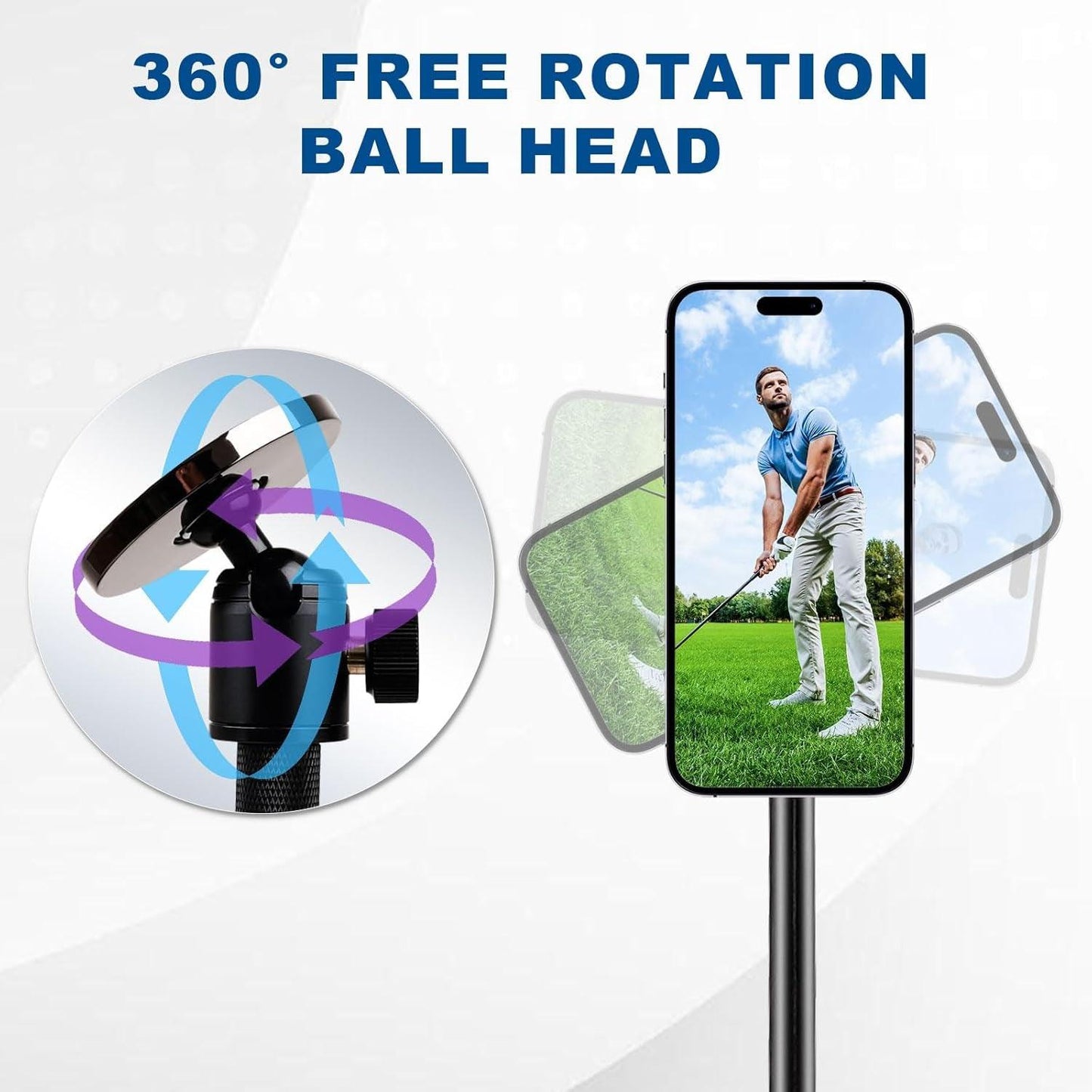 Golf Tripod & Monopod, Magnetic Golf Swing Phone Holder 54" Adjustable Aluminum, Golf Swing Training Aid Compatible with Magsafe Iphone Android Phones Camera Gopro - Universal Wellness Group Pty Ltd