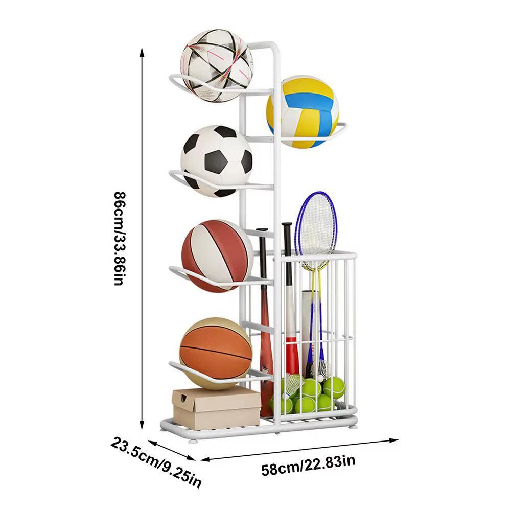 Ball Rack Vertical Basketball Ball Organiser Multilayer Metal Storage Rack - Universal Wellness Group Pty Ltd