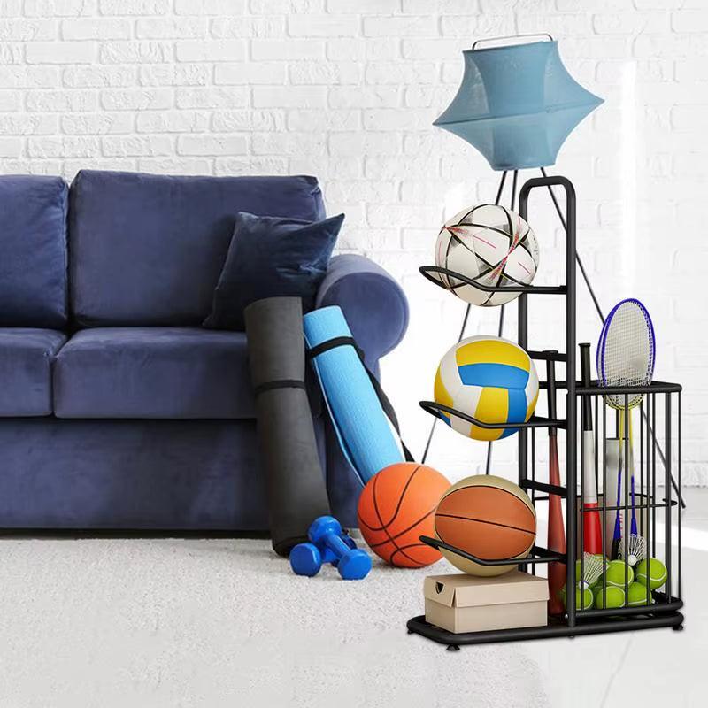 Ball Rack Vertical Basketball Ball Organiser Multilayer Metal Storage Rack - Universal Wellness Group Pty Ltd