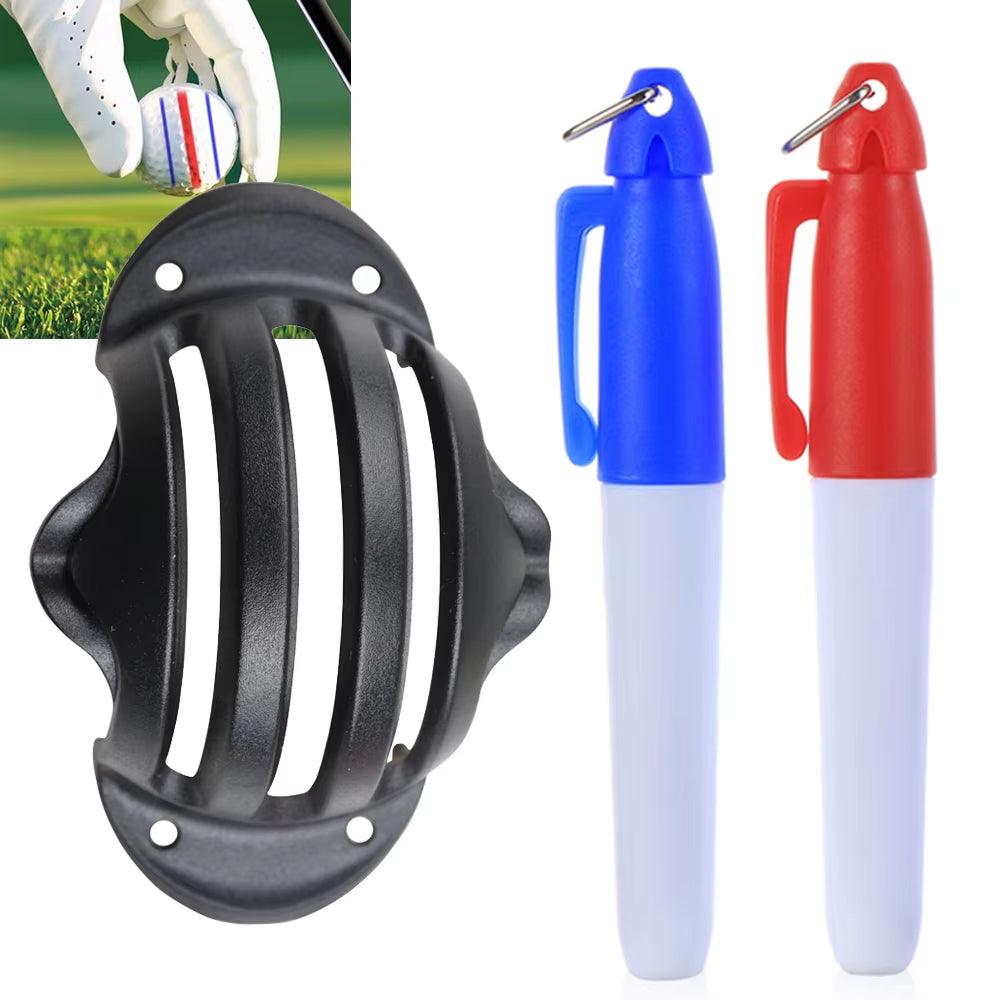 Golf Ball Line Marker with 2 Pens Set Golf Balls Template Alignment Putting Exerciser Golf Accessories - Universal Wellness Group Pty Ltd