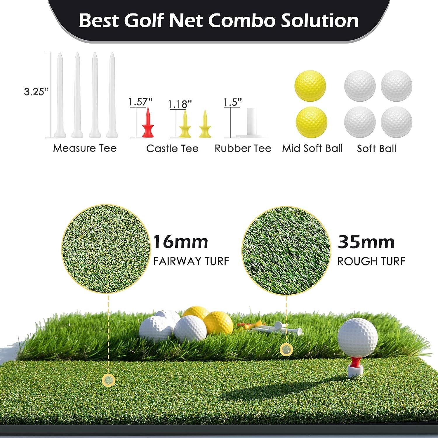 Golf Net, 10X7Ft Heavy Duty Golf Practice Net with Golf Mat, Target Cloth, 8 Golf Tees, 6 Golf Balls, Carry Bag, Golf Training Net for Backyard Driving Chipping Indoor Outdoor Training - Universal Wellness Group Pty Ltd