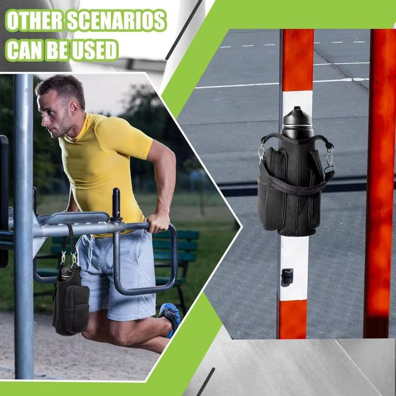 Magnetic Water Bottle Holder Gym Water Bottle Carrier Bag with Phone Pocket Handle Shoulder Strap 6 Built-In Magnets Water Bottle - Universal Wellness Group Pty Ltd