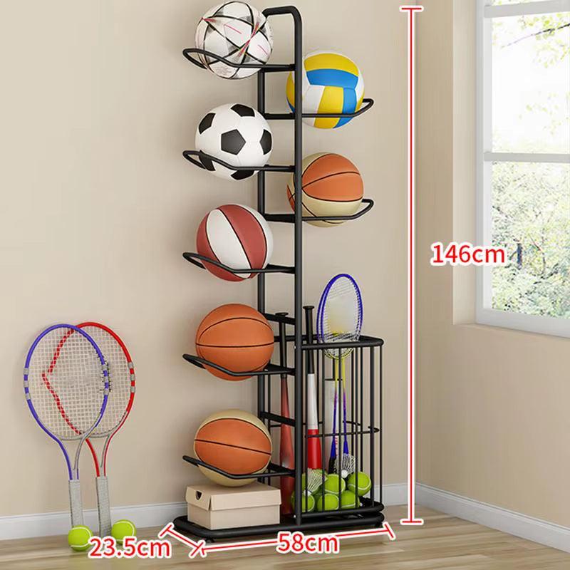 Ball Rack Vertical Basketball Ball Organiser Multilayer Metal Storage Rack - Universal Wellness Group Pty Ltd