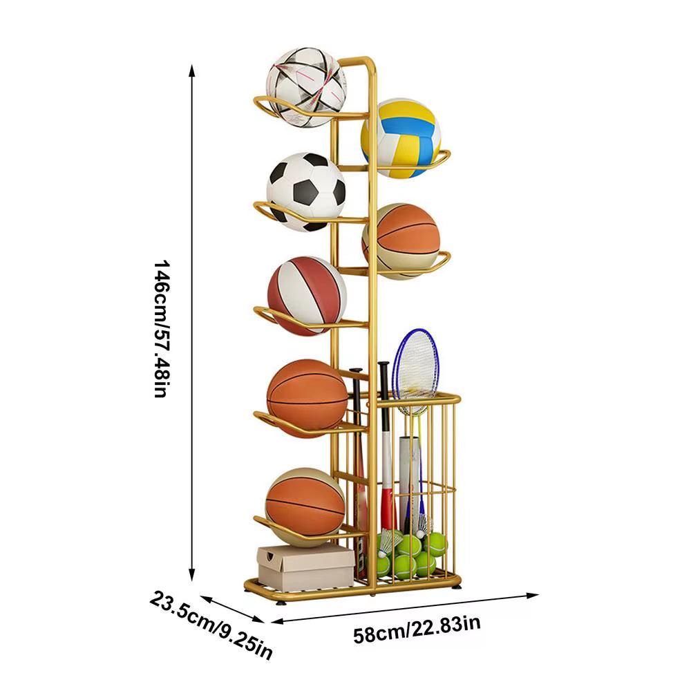 Ball Rack Vertical Basketball Ball Organiser Multilayer Metal Storage Rack - Universal Wellness Group Pty Ltd