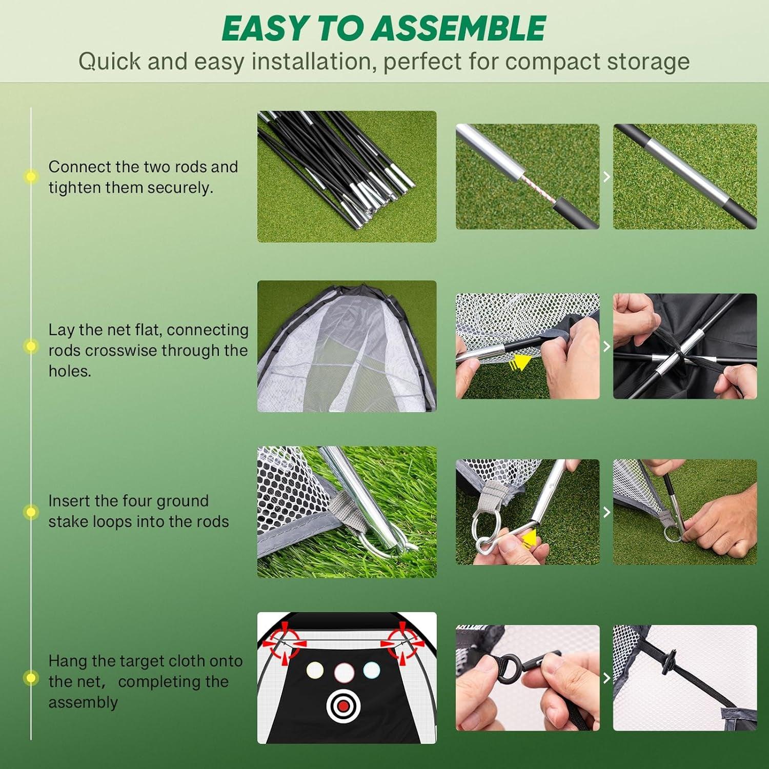 Golf Net, 10X7Ft Durable Golf Practice Net for Backyard Driving & Garage - All-In-1 Golf Hitting Net with Golf Mat, 9 Golf Balls, 9 Golf Tee, and Carry Bag for Training - Universal Wellness Group Pty Ltd