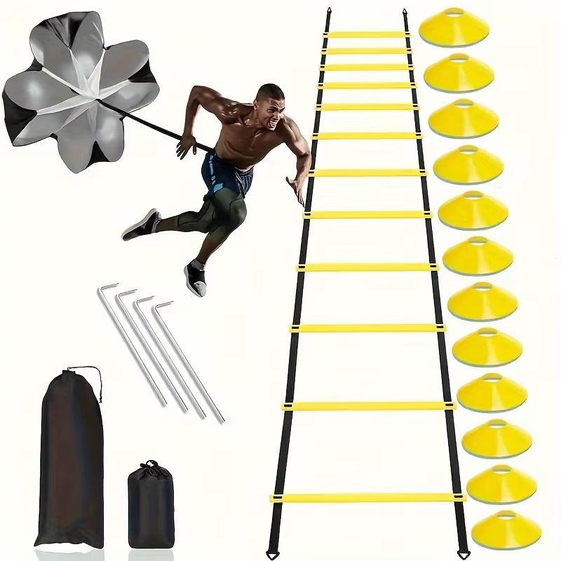 Training Agility Ladder Set, Logo Disks, Resistance Umbrella, Spikes, Obstacles Speed Awareness Training - Universal Wellness Group Pty Ltd