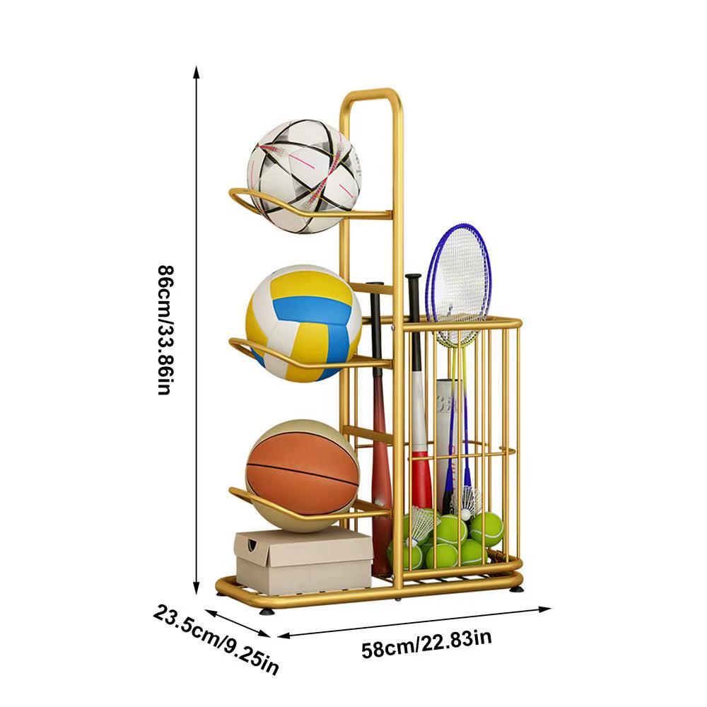 Ball Rack Vertical Basketball Ball Organiser Multilayer Metal Storage Rack - Universal Wellness Group Pty Ltd
