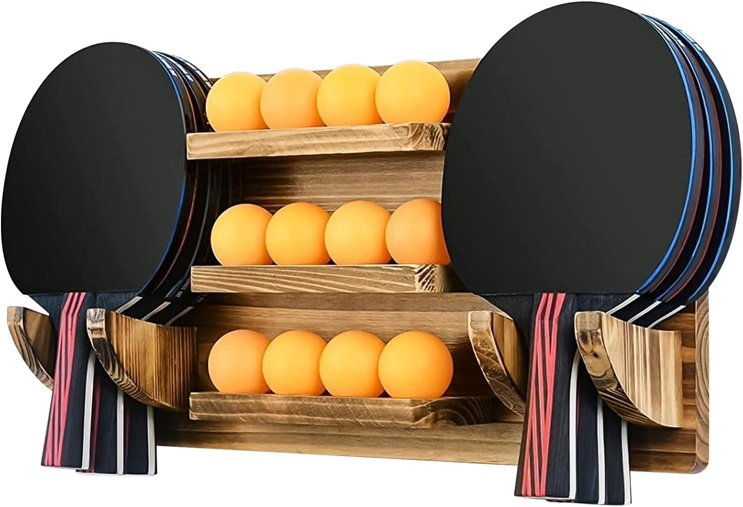 Table Tennis Paddle Holder, Wall Mounted Table Tennis Rack Holds 6 Paddles and 12 Balls Table Tennis Racket Display Accessories Organizer for Game Room, Home - Universal Wellness Group Pty Ltd
