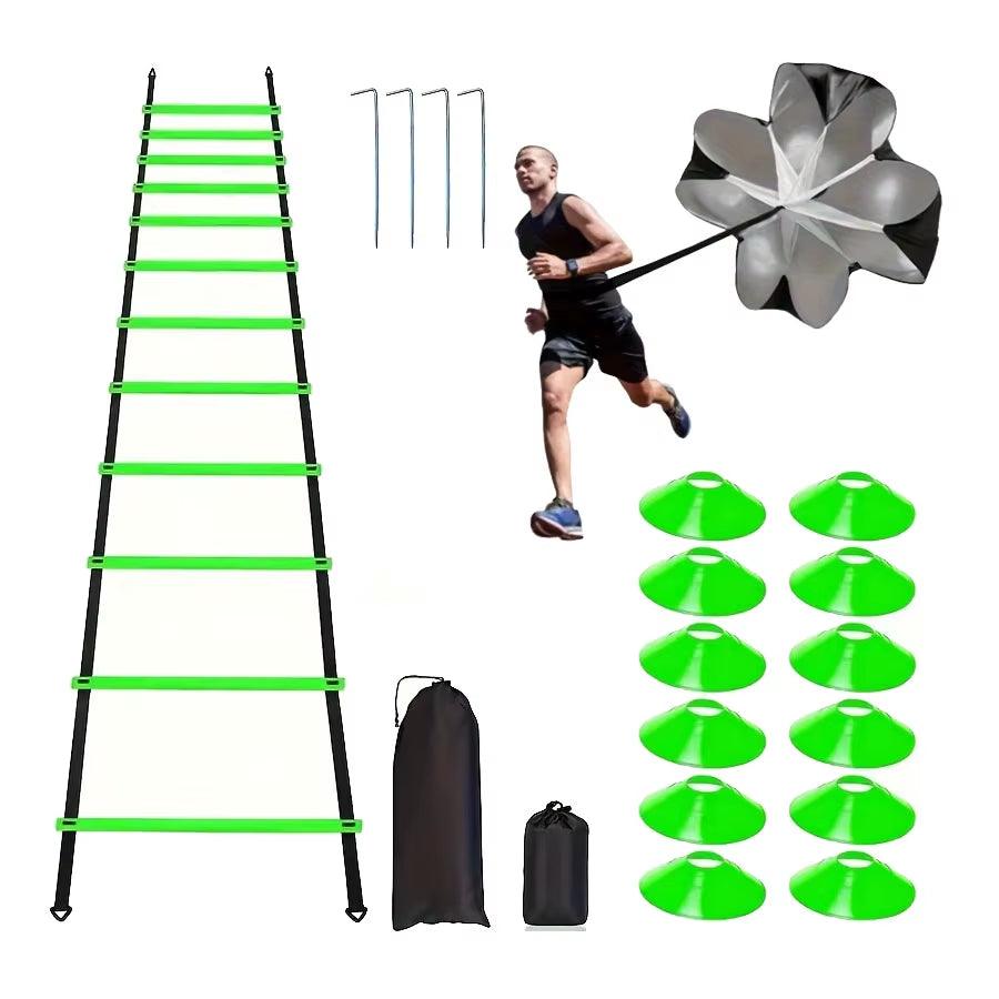 Training Agility Ladder Set, Logo Disks, Resistance Umbrella, Spikes, Obstacles Speed Awareness Training - Universal Wellness Group Pty Ltd