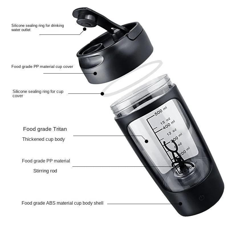 650ml Rechargeable USB Electric Portable Whey Protein Shaker Bottle - Fully Automatic Stirring Cup for Gym and Cocktail Blending, BPA-Free - Universal Wellness Group Pty Ltd