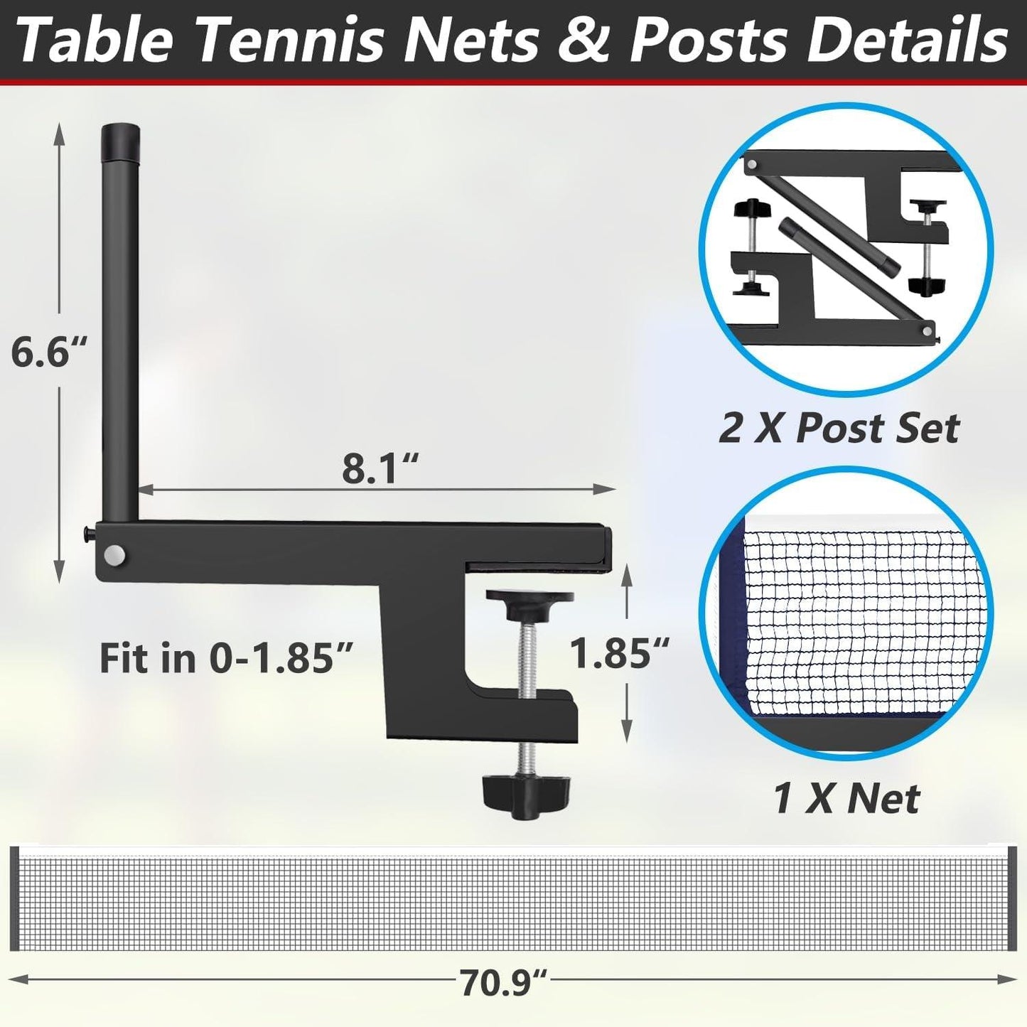 Ping Pong Post Set Table Tennis Net - Universal Wellness Group Pty Ltd
