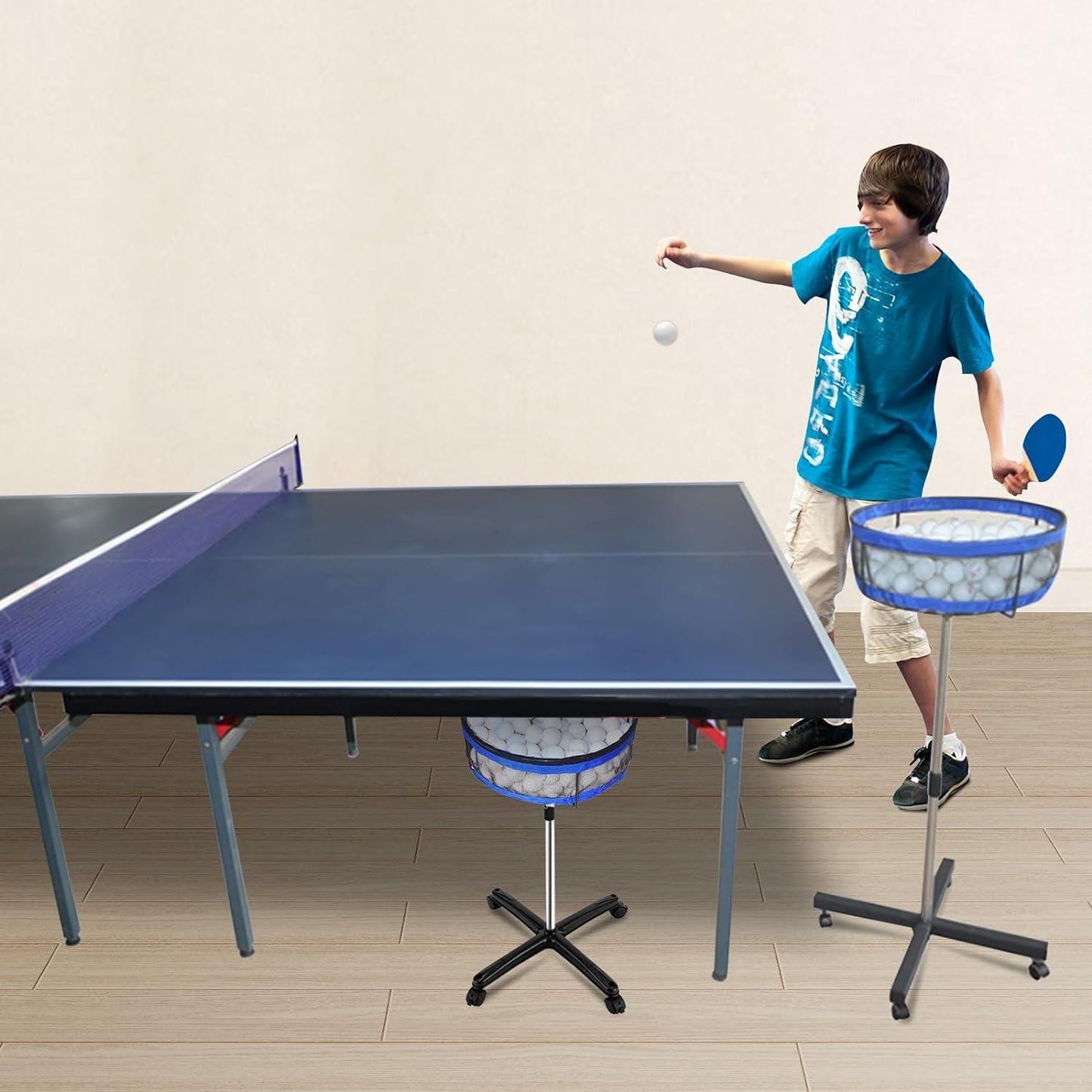 Removeable Table Tennis Storage Multi-Ball Collector Holder Adjustable Height Pickleball Collection Basket for Training - Universal Wellness Group Pty Ltd