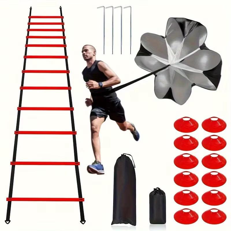 Training Agility Ladder Set, Logo Disks, Resistance Umbrella, Spikes, Obstacles Speed Awareness Training - Universal Wellness Group Pty Ltd