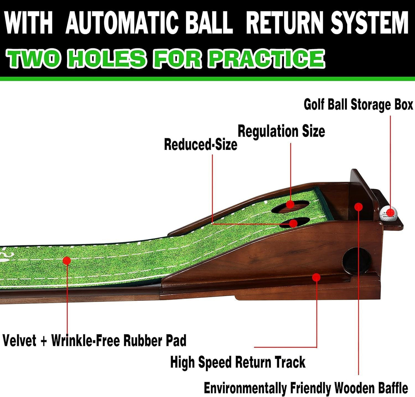 Golf Putting Mat Putting Mat for Indoors Putting Green, Mini Golf, Putting Mat Indoor Golf Matt Putting Green with Automatic Ball Return for Indoor and Outdoor, Office - Universal Wellness Group Pty Ltd